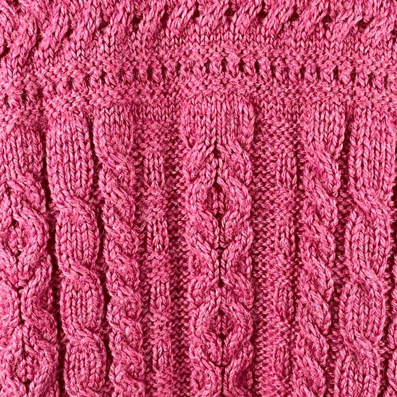 Carraig Donn Merino Wool Cardigan Pink Cable Knit • Preppy Classic Ireland • M - Picture 9 of 14